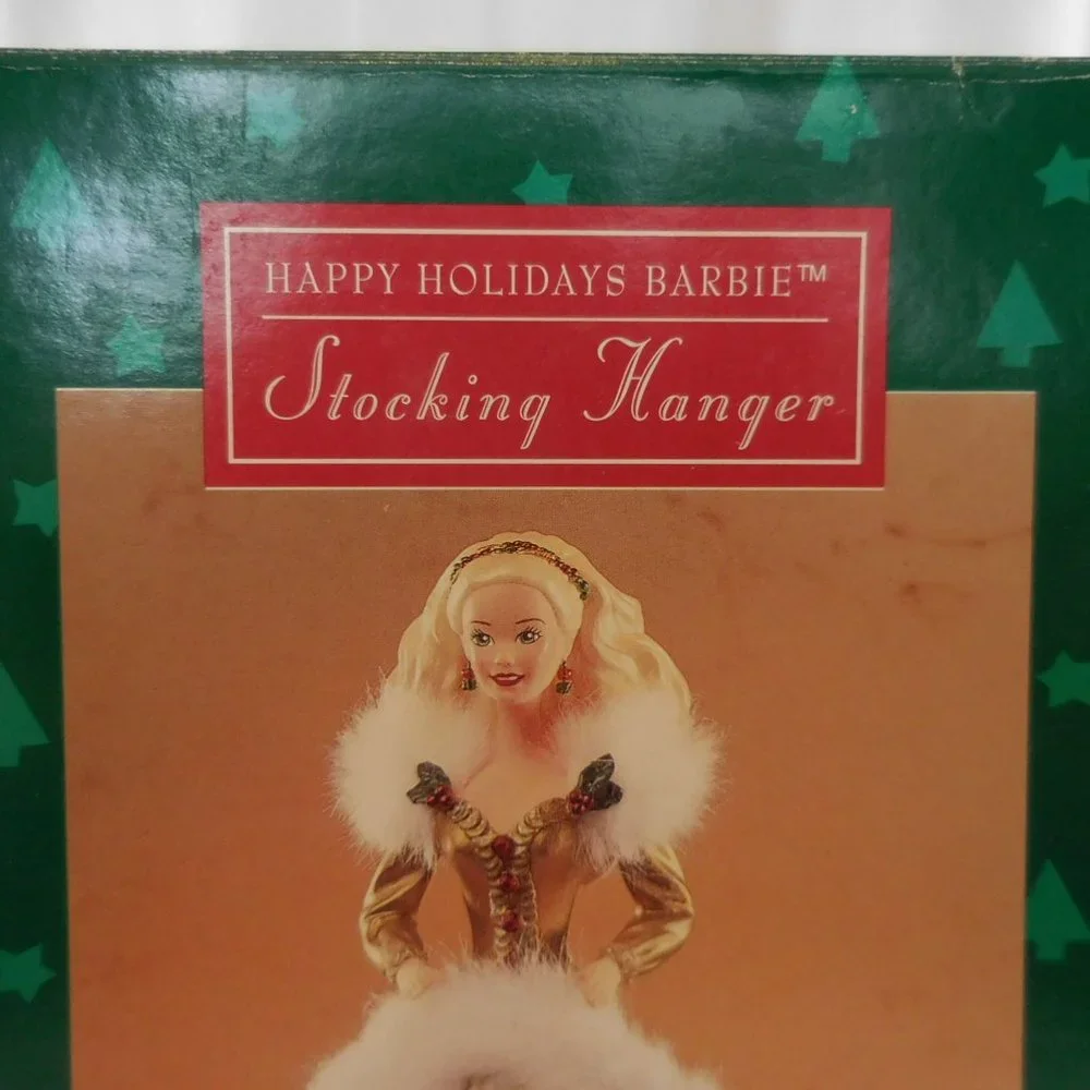Hallmark,‎ Barbie, Christmas stocking hanger New in Box removed for pictures